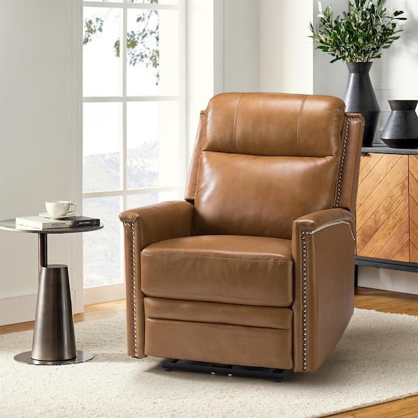 Tan leather best sale chair recliner