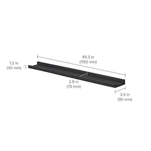 BORDER 45.3 in. x 3.5 in. x 1.2 in. Black Decorative Wall Shelf with Brackets