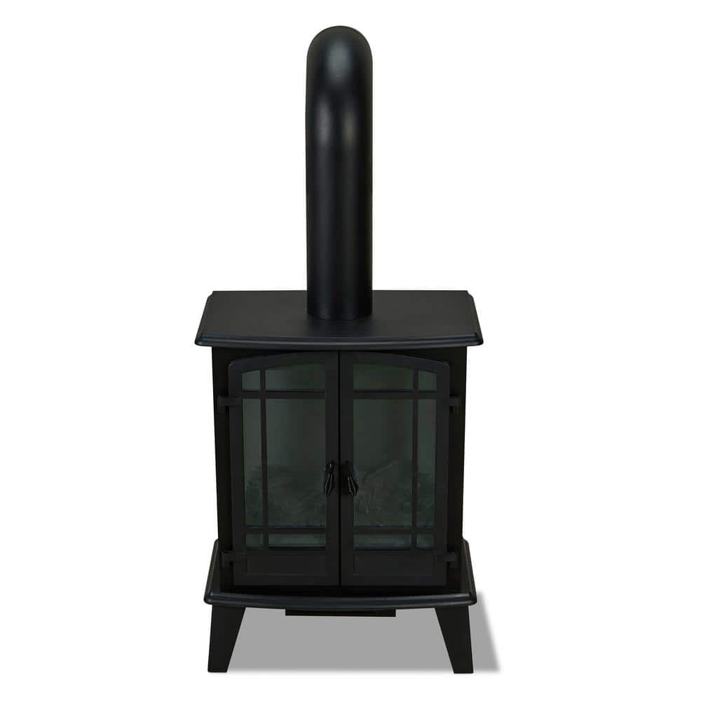 Foster Black Metal Free-Standing Electric Fireplace with Mantel