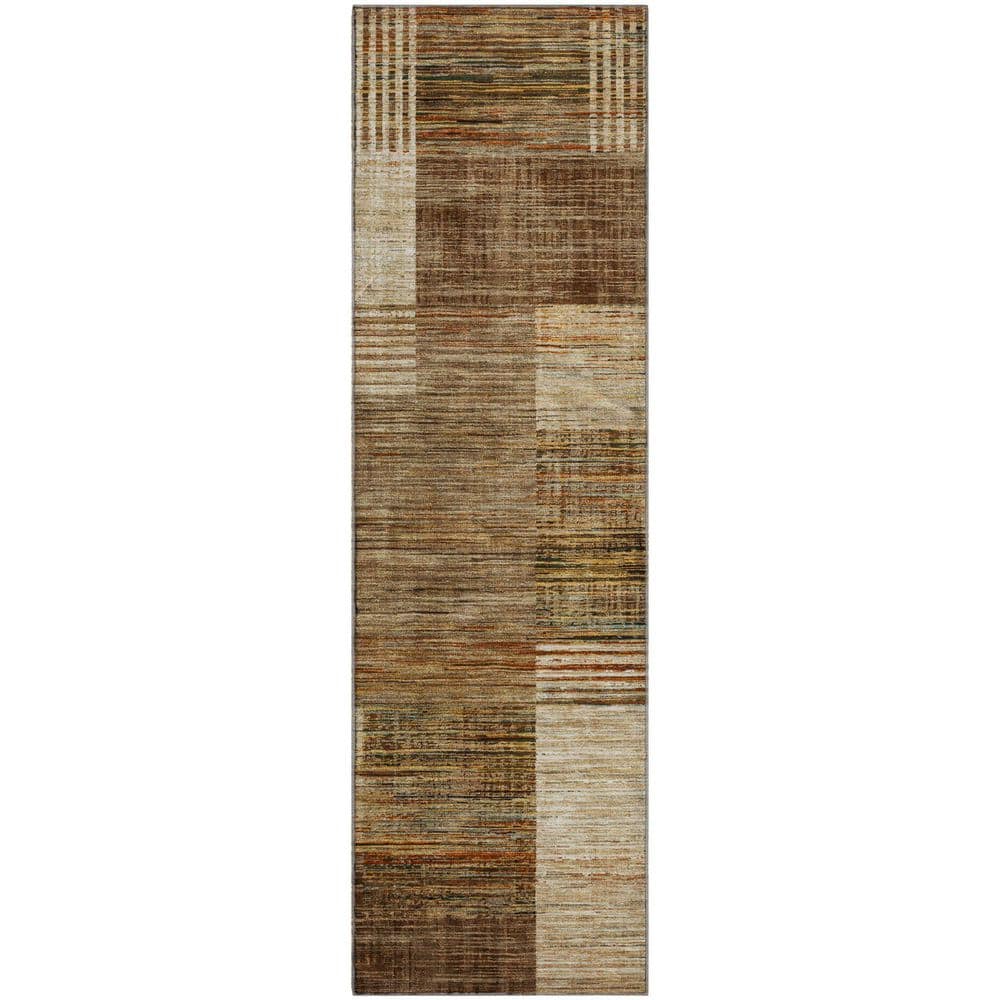 Mayfield Premium Machine Washable Abstract AMF2149 Brown 2 ft. x 7 ft. Runner Rug price history on PriceWatchPro