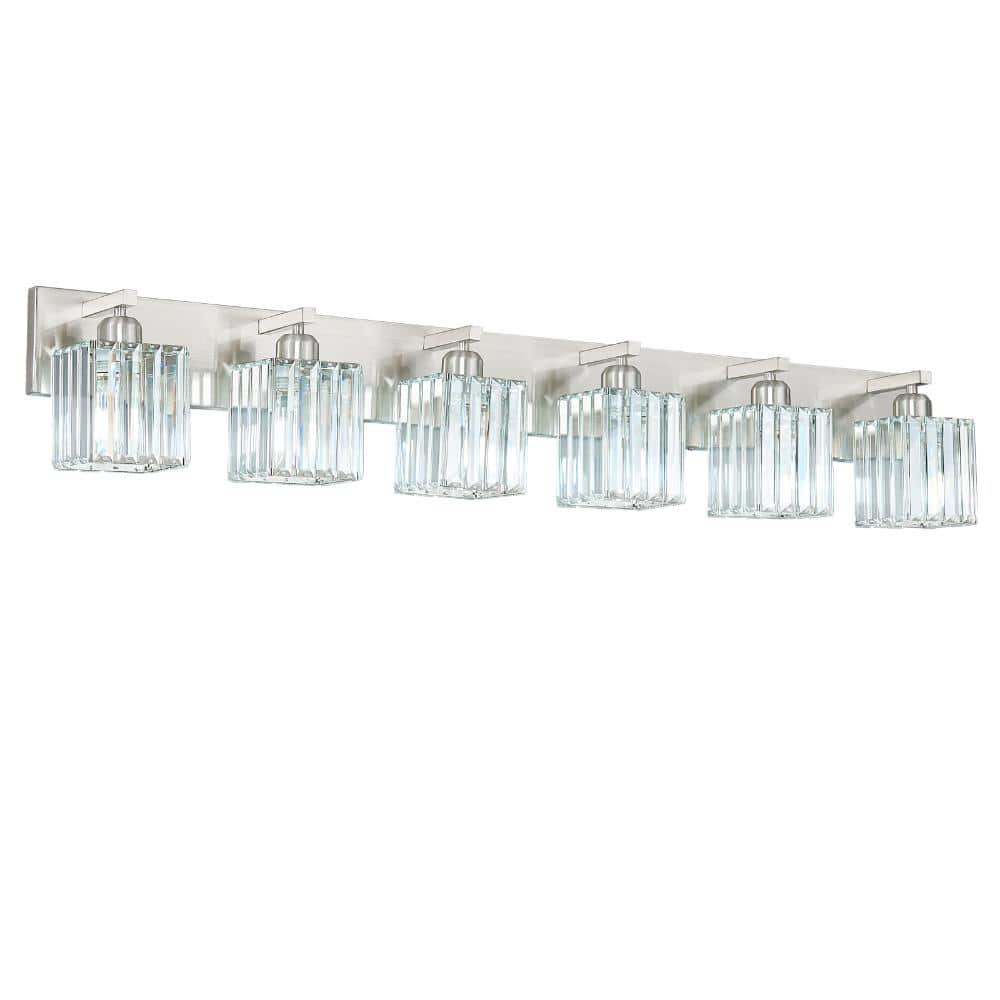 44.09in 6-Lights Sand Nickel Crystal Vanity LightsOver Mirror for Bathroom price history on PriceWatchPro