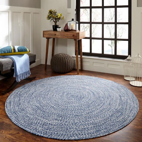 Round Cotton Purple Blue Rugs Handmade Hande Braided Rugs Carpet for Living  Room, Dining, Indoor & Outdoor(6x6 Sq.Feet)