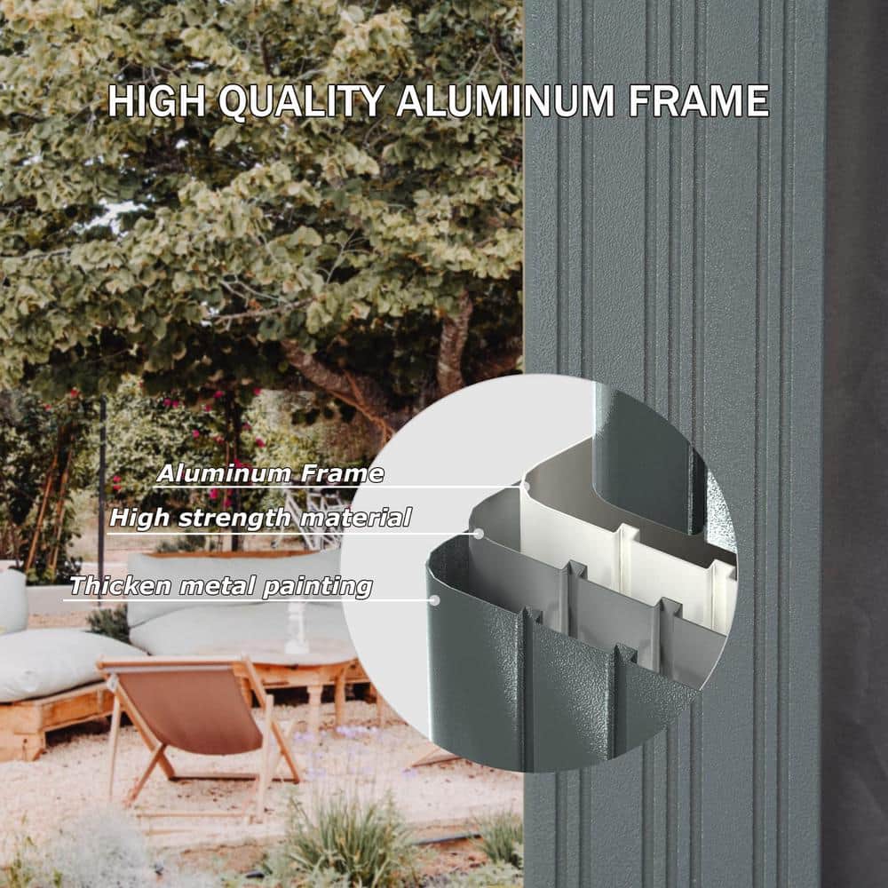 Gray 10' x 12' Aluminum and Steel Hardtop Gazebo with Curtains