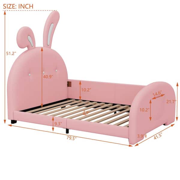 Harper & Bright Designs Pink Wood Frame Twin Size PU Leather