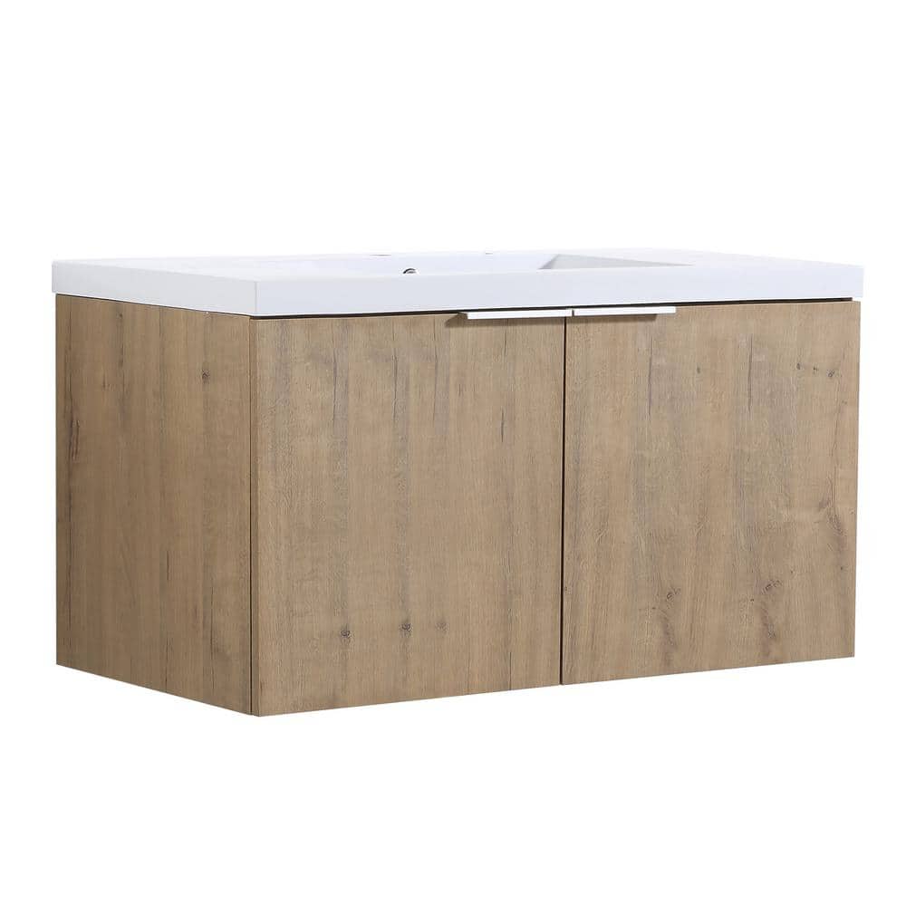 BWE 18 in. D x 36 in. W x 19.3 in. H Bathroom Vanity in Imitative Oak ...