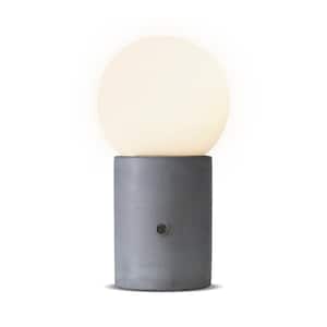 Kai 11 in. Cement Gray Mid-Century Modern Integrated LED Bedside Table Lamp with Built-In 3-Way Dimmer