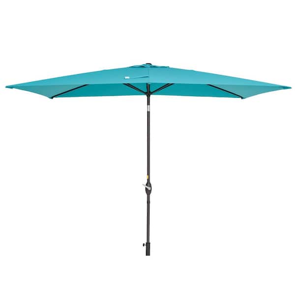 Inner Decor Edna 10 ft. x 6.5 ft. Steel Rectangular Market Tilt Patio Umbrella in Light Blue without Base