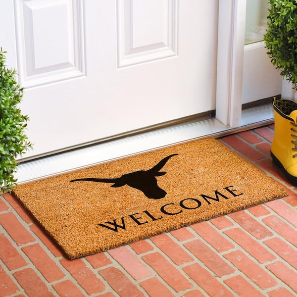 My Texas House Hello Natural/Black Coir Outdoor Welcome Doormat, 30 inch x 48 inch