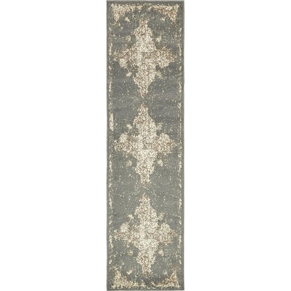 Tuareg Medallion Gray 2' 6 x 10' 0 Runner Rug