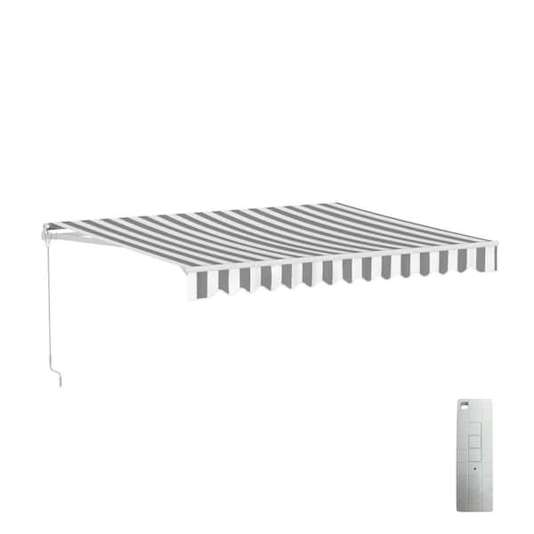 12 ft. Caribbean UV Polyester Motorized Retractable Patio Awning 10 ft. Projection in Black