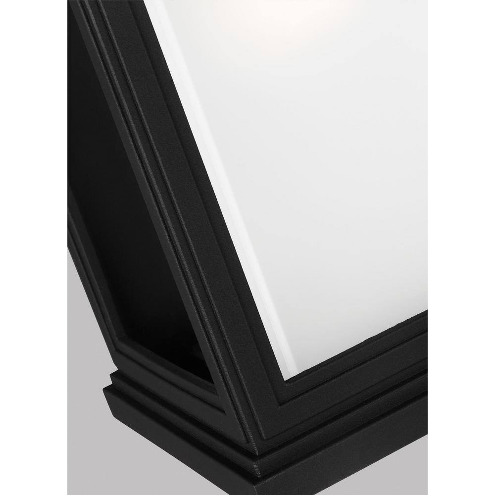 Textured Black Rectangular Lantern Sconce with White Opal Glass