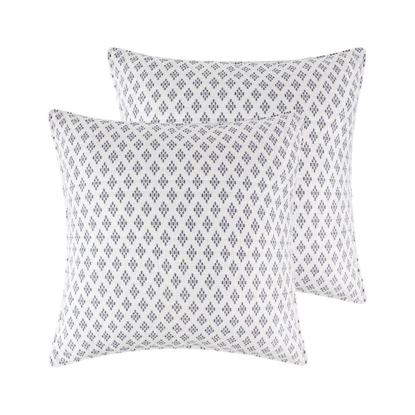 LEVTEX HOME Bellamy Teal Diamond Cotton Euro Sham (Set of 2)