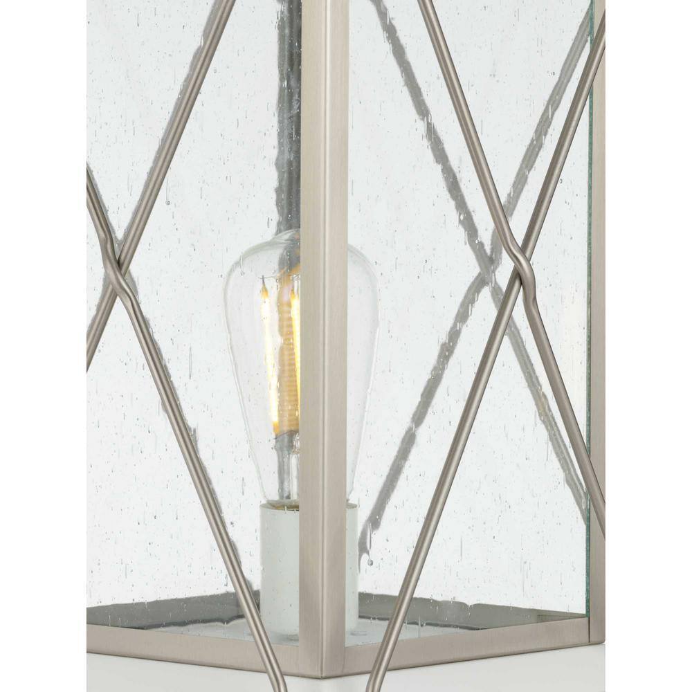 Barlowe Stainless Steel Outdoor Post Lantern with Clear Seeded Glass