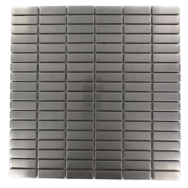 Ivy Hill Tile Stainless Steel Stacked Pattern 12 in. x 12 in. x 8 mm Metal Mosaic Floor and Wall Tile