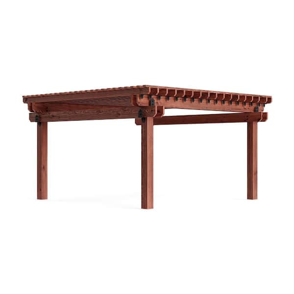Pro Assembled Oceanside 18 ft. x 18 ft. Premium Timber Outdoor Patio Pergola with 8 in. x 8 in. Solid Posts and Stain