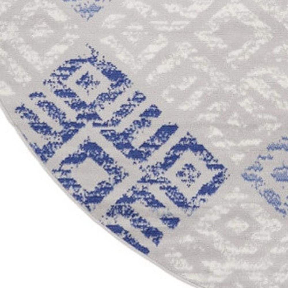 8' Round Beige Blue and Gray Geometric Area Rug price history on PriceWatchPro