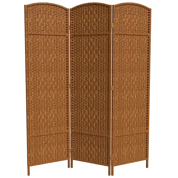 RED LANTERN 6 ft. Dark Beige 3-Panel Room Divider