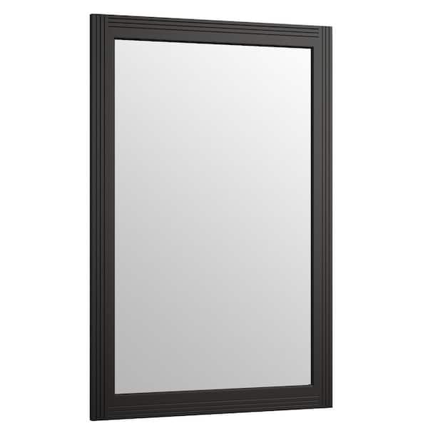 GLSLAND 24 in. W x 35.8 in. H Rectangular Wooden Framed Black Wall Bathroom Vanity Mirror