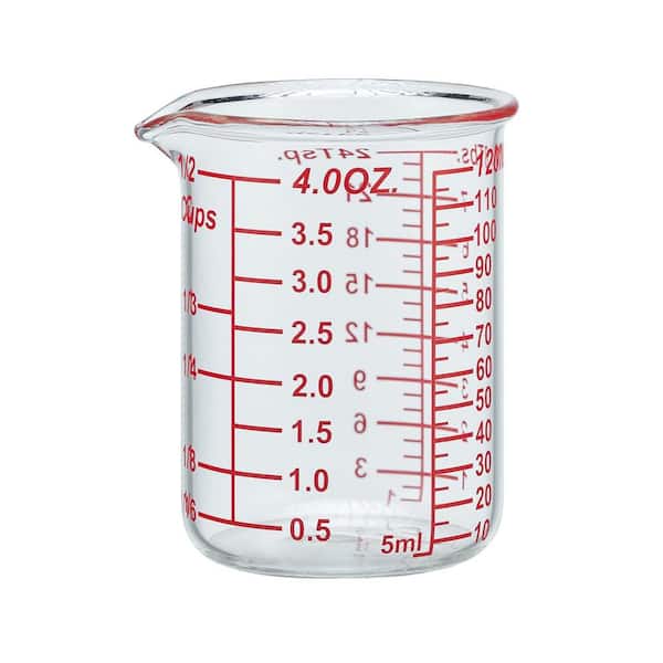 4 oz. Borosilicate Glass Measuring Cup with V-Shaped Spout and Easy to Read for Kitchen and Restaurant Use (1-Pack)