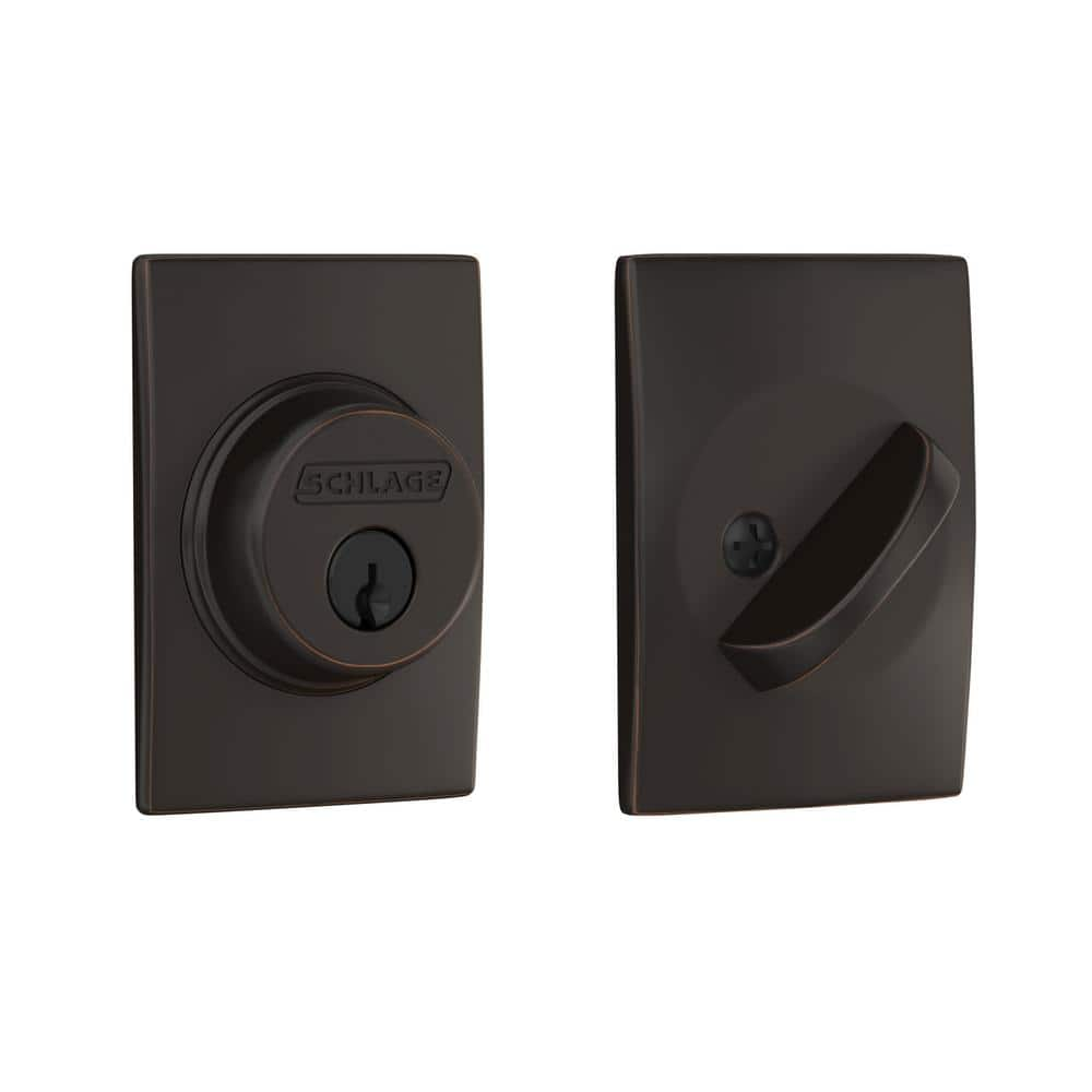 Schlage B60 Series Century Aged Bronze Single Cylinder Deadbolt ...