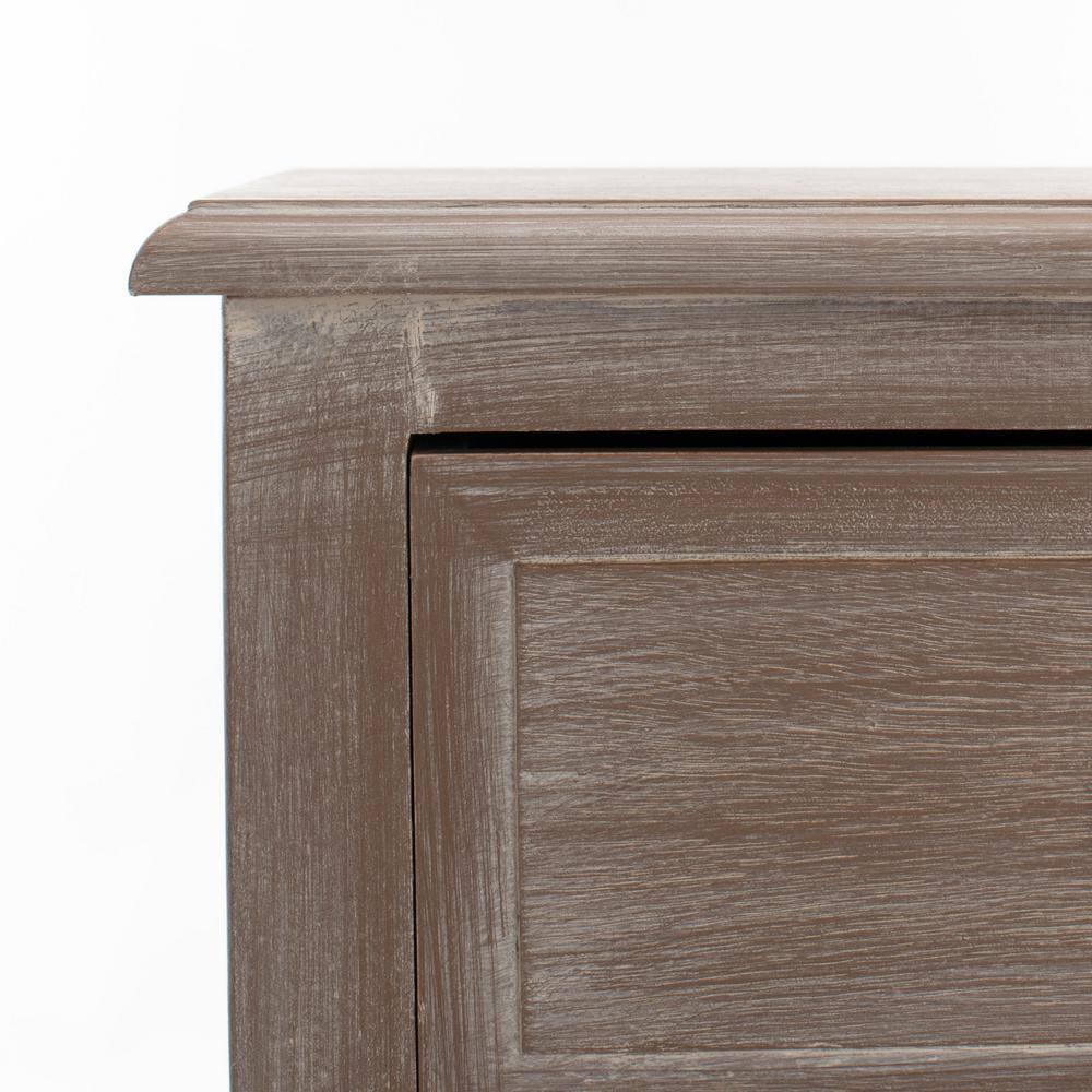Transitional Michaela Rectangular Wooden Side Table with 4 Basket Drawers - Vintage White