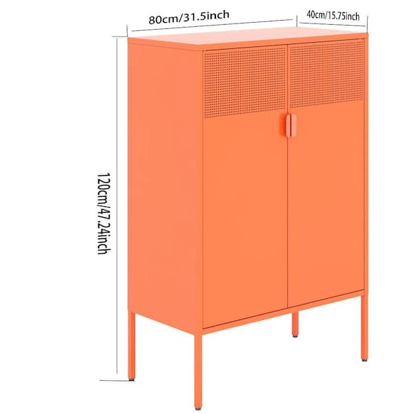 CSC DECOR INC Orange 3 Tier 47.24 in. H Metal Storage Cabinet with