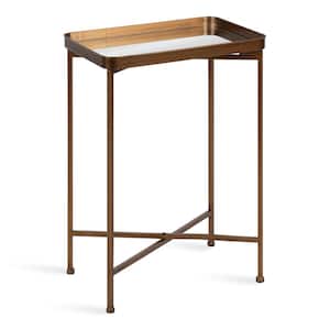 Celia 18 in. Bronze Rectangle Glass End Table