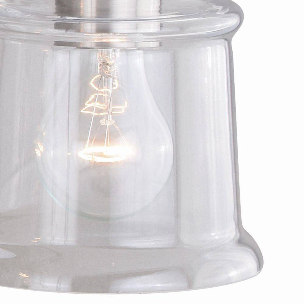 Toledo 30.5" Satin Nickel Industrial Vanity Light with Clear Glass Shades