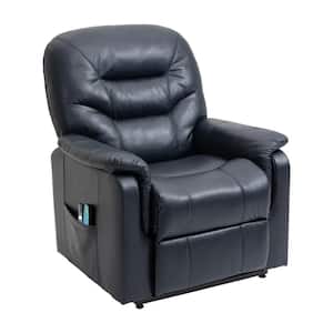 Blue Ergonomic Faux Leather Power Lift Recliner Chair for Elderly with Side Pocket and Two Remote Control