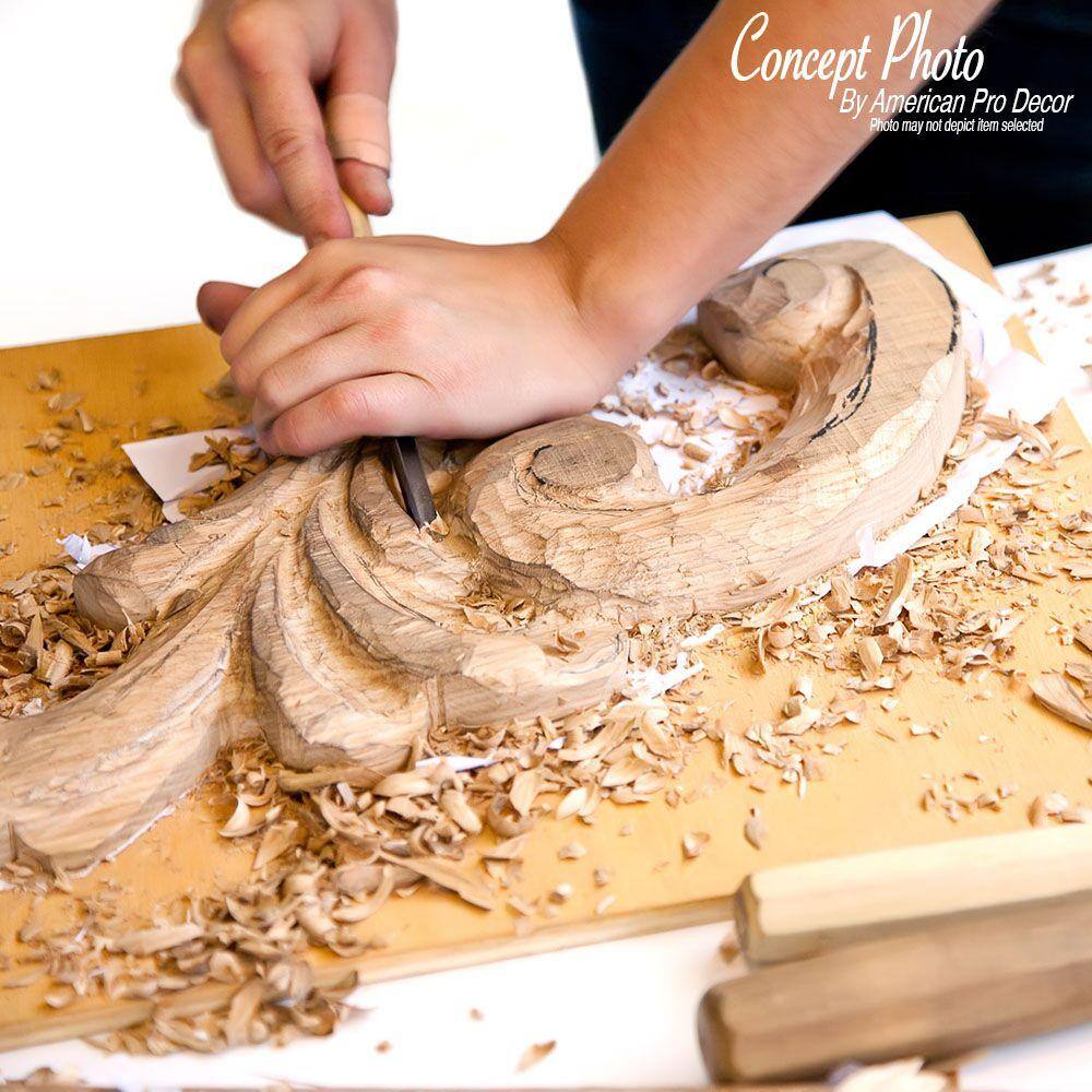 24" Unfinished Hand Carved Alder Wood Corbel