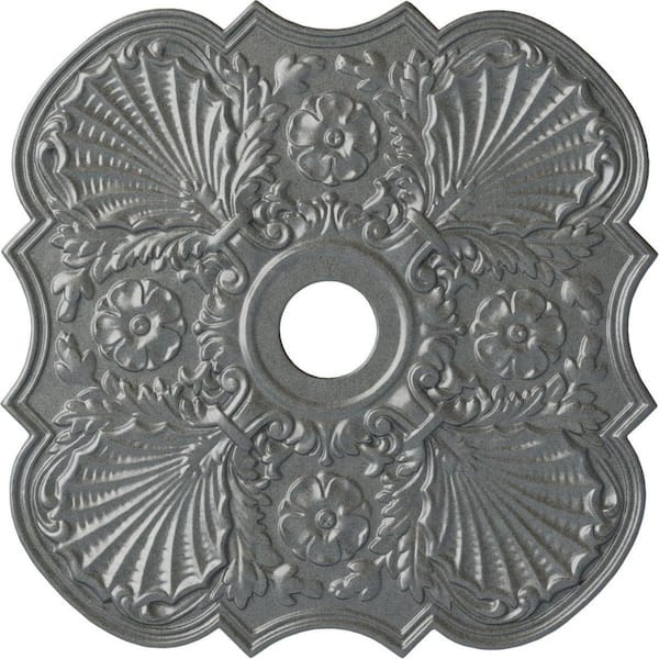Ekena Millwork 1-3/8 in. x 29 in. x 29 in. Polyurethane Flower Ceiling Moulding, Platinum