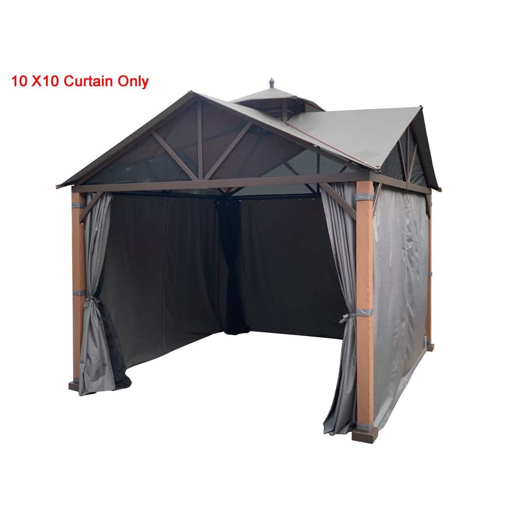 Gray 10' x 10' Privacy Curtain Set for Gazebo