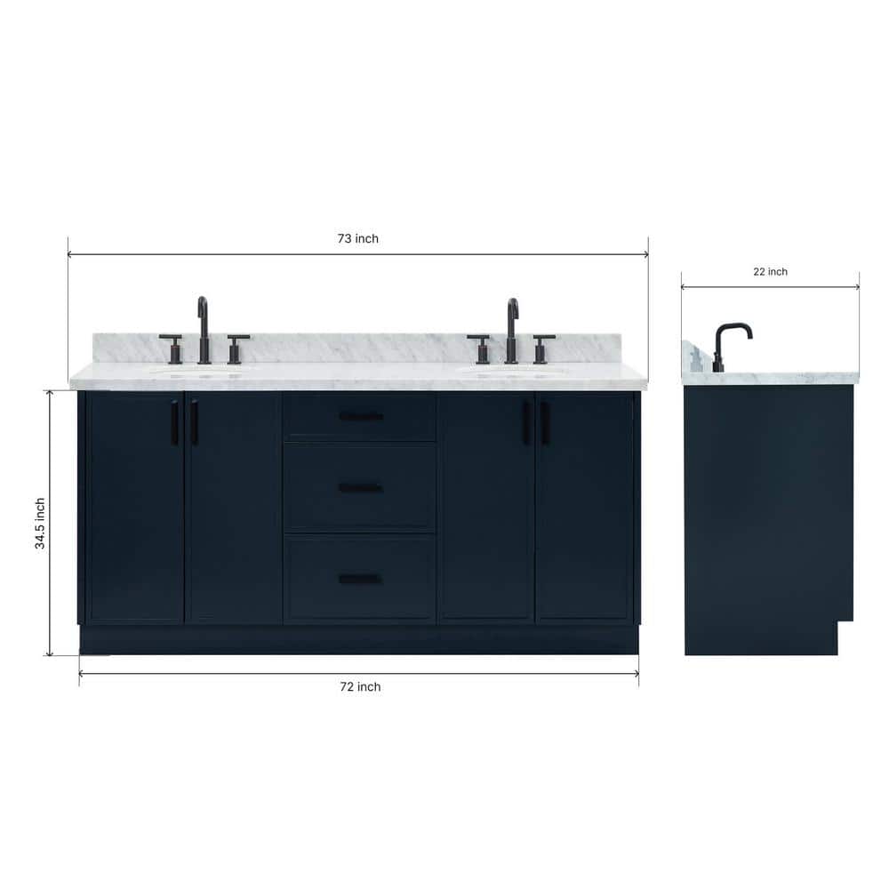 Midnight Blue Double Sink Vanity with Italian Carrara Marble Top