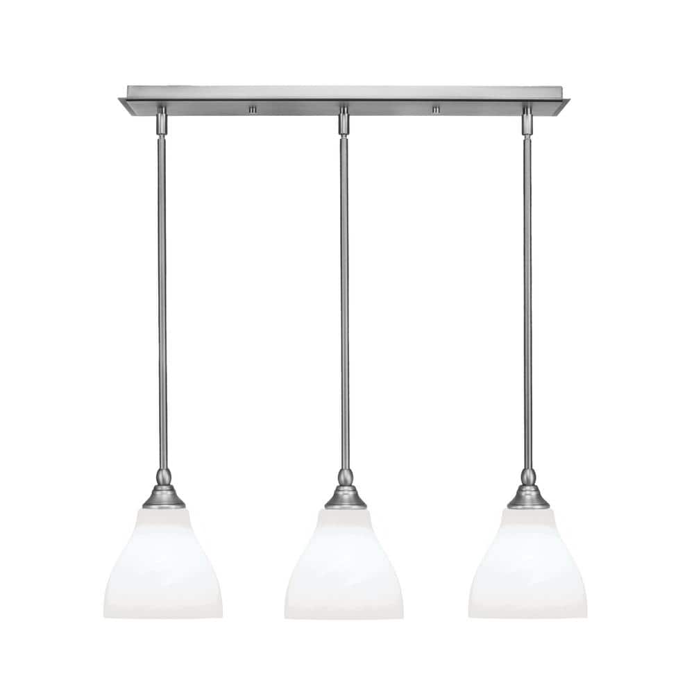 Livingston 100-Watt 3-Light Nickel Shaded Pendant Light with 6.25 in. White