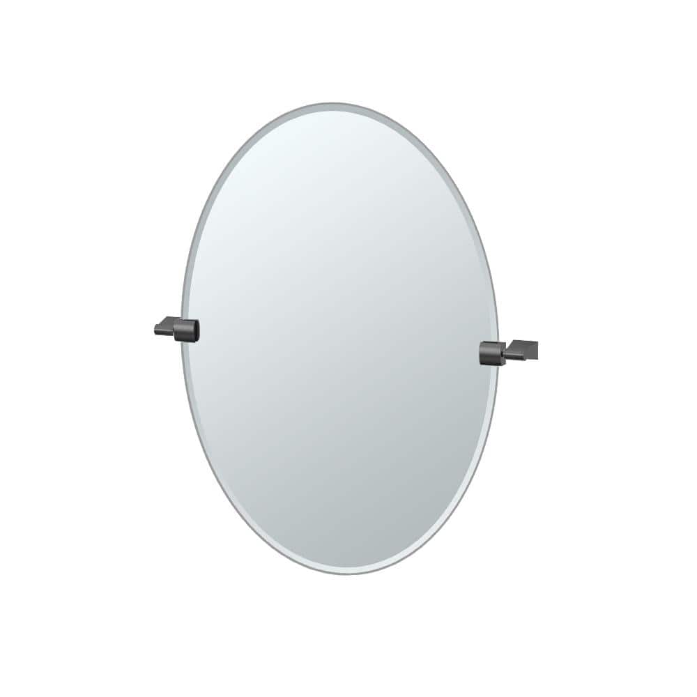 UPC 011296471917 product image for Bleu 24 in. W x 27 in. H Frameless Oval Bathroom Vanity Mirror in Matte Black | upcitemdb.com