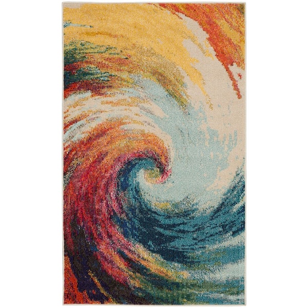 Nourison Celestial Wave 3 ft. x 5 ft. Abstract Contemporary Kitchen Area Rug