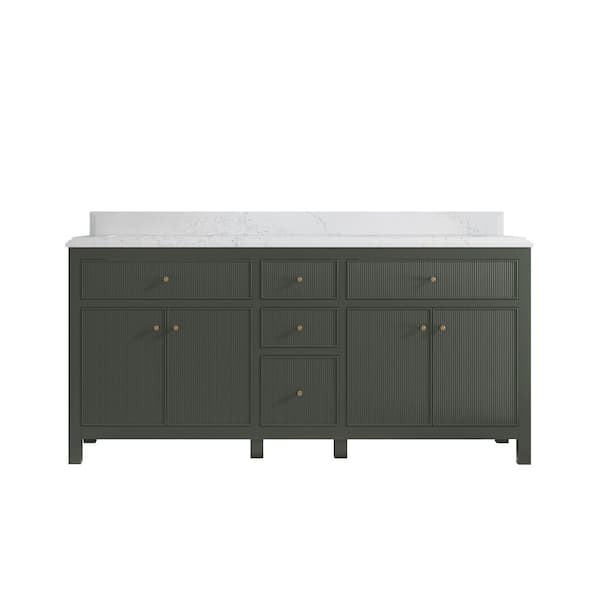 Willow Collections Sonoma 72 in. W x 22 in. D x 36 in. H Double Sink Bath Vanity in Pewter Green with 1.5 in. Empira Quartz Top
