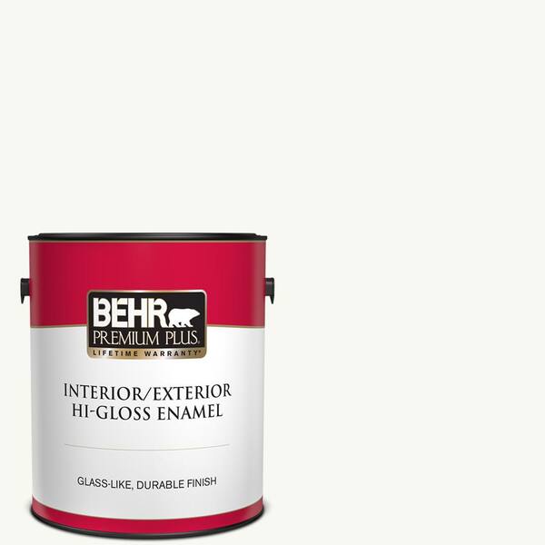 BEHR PREMIUM PLUS 1 gal. #PPU18-06 Ultra Pure White Hi-Gloss Enamel Interior/Exterior Paint