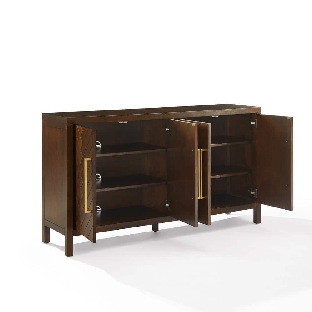 Herringbone Dark Brown Sideboard with Cable Management