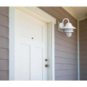 Nautical 1-Light White 4000K ENERGY STAR LED Outdoor Wall Mount Sconce with Durable White Prismatic Acrylic Lens