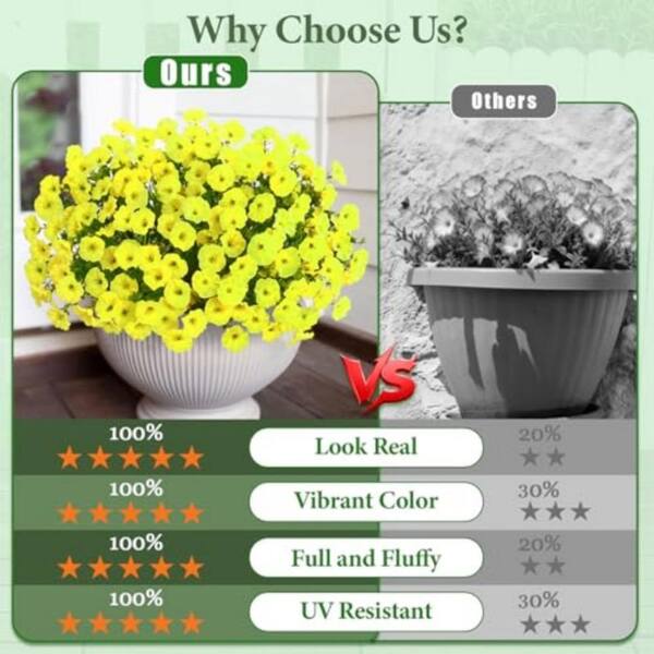 Yellow Artificial Morning Glory,14 Bundles UV Resistant Fake