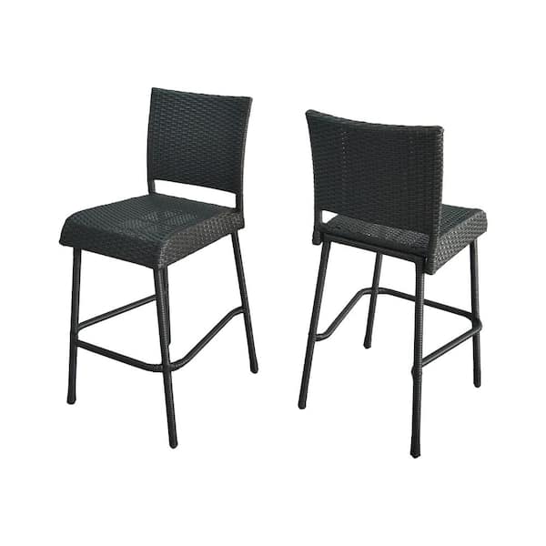 Timothy Gray Faux Rattan Outdoor Patio Bar Stool (2-Pack)
