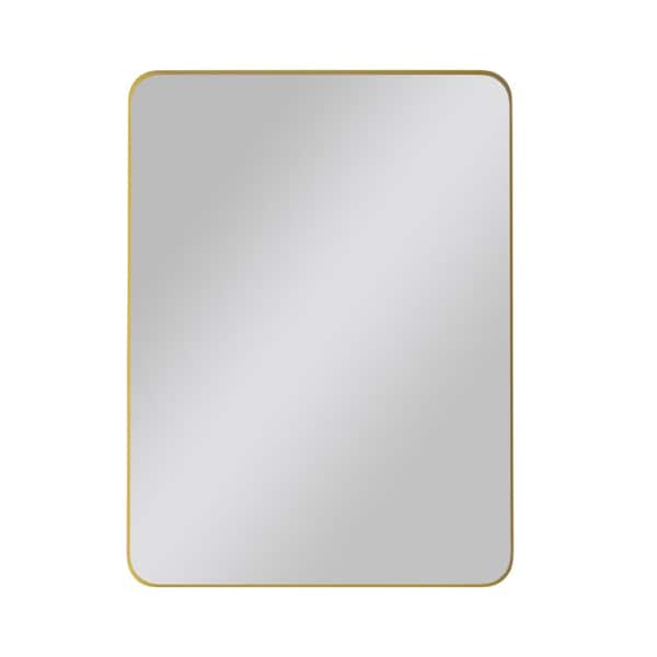 Unbranded 24 in. W x 36 in. H Rectangular Metal Framed Wall Bathroom Vanity Mirror in Gold