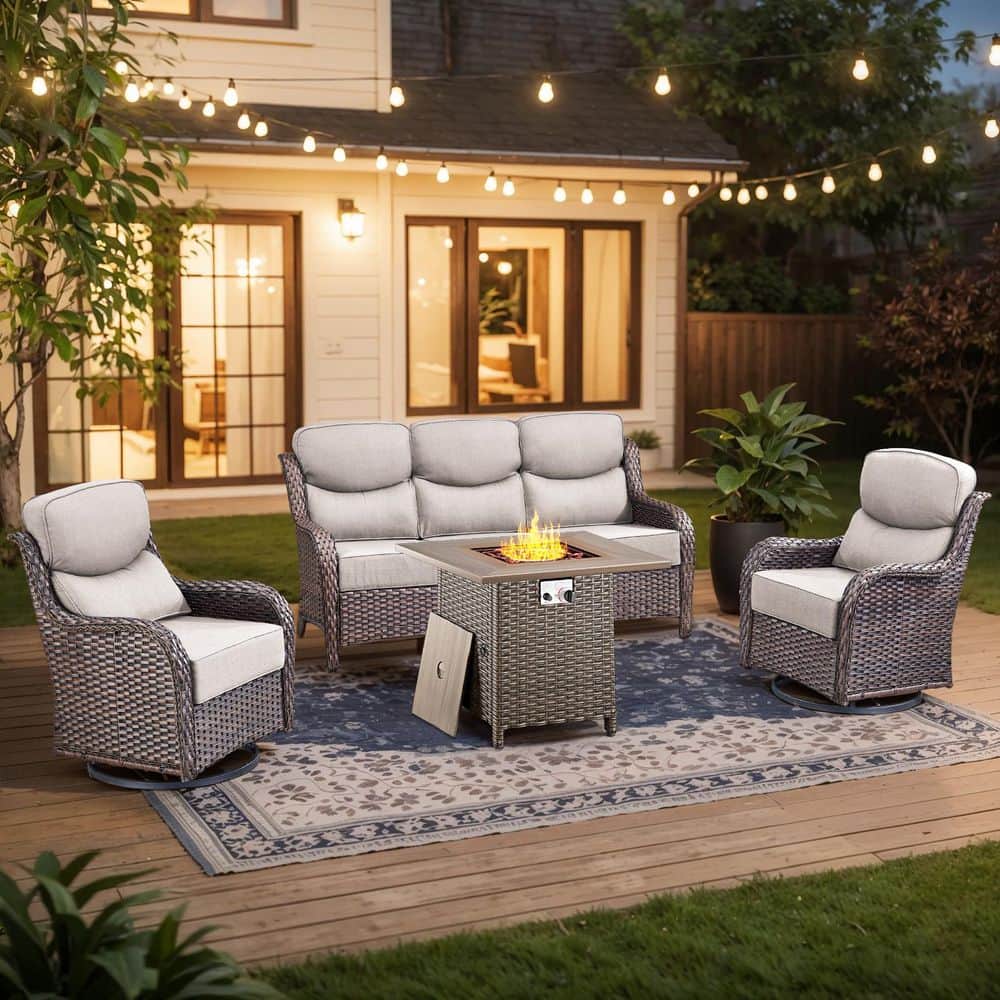 Gymojoy Holion 4-Piece Outdoor Conversation Set with Fire Pit