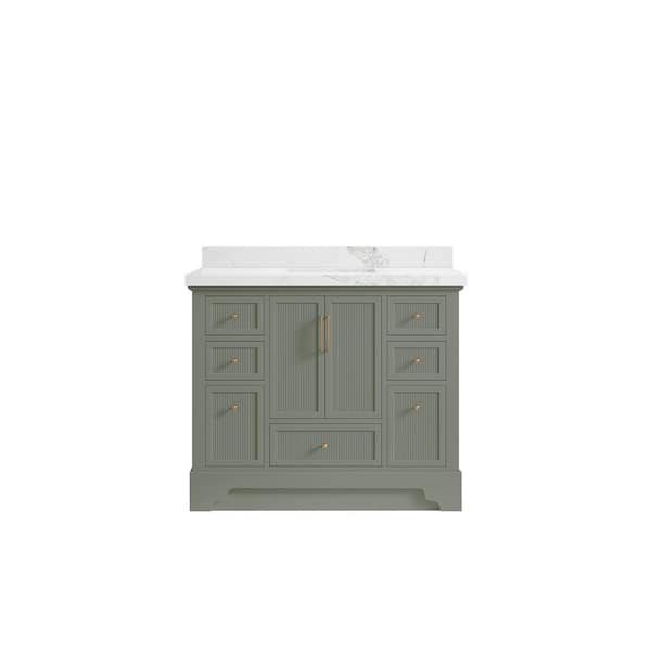 Willow Collections Alys 42 in. W x 22 in. D x 36 in. H Single Sink Bath Vanity in Evergreen with 2 in. Calacatta Nuvo Top