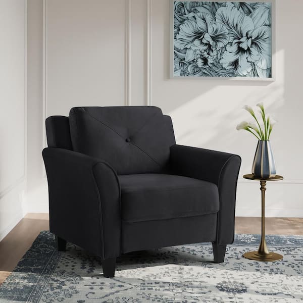 Lifestyle Solutions Harvard Black Microfiber with Curved Arm Chair