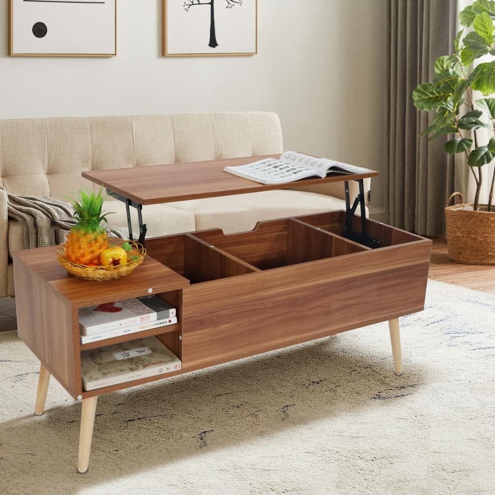 43.3 in. W x 15.75 in. D x 17.8 in. H Brown Linen Cabinet with Shelves and 