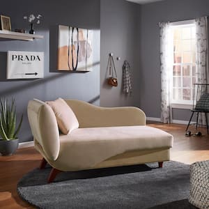 Beige Two-Tone Dark & Light Functional Chaise With 1 Pillow