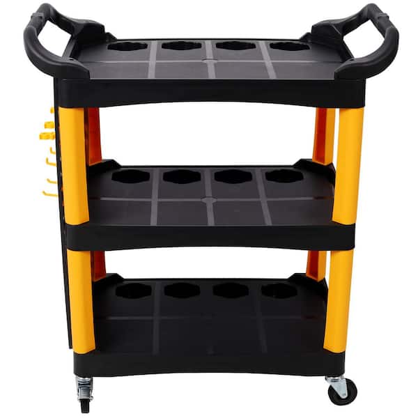 8 cu. ft. Plastic Rolling Detailing Cart-Spray Bottle Holders Lockable Casters and Hooks for Garage Workshop Repair Shop