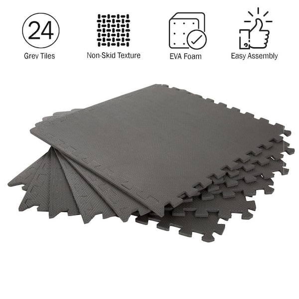 Stalwart Foam Mat Floor tiles, Interlocking Eva Foam Padding - Soft Flooring for Exercising, Yoga, Camping, Kids, Babies, Playroom - 4 Pack